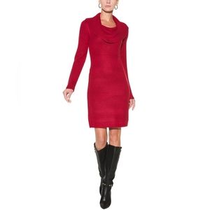 WHBM red Cowl-Neck Sweater Dress L